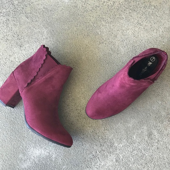 2 Left! Nature Breeze Wine Faux Suede Heel bootie - Picture 5 of 7